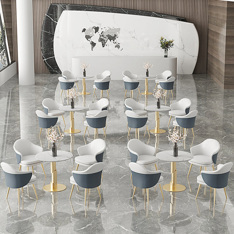 Traditional Luxury Dining Table White Stone Center Top Round Dining Table