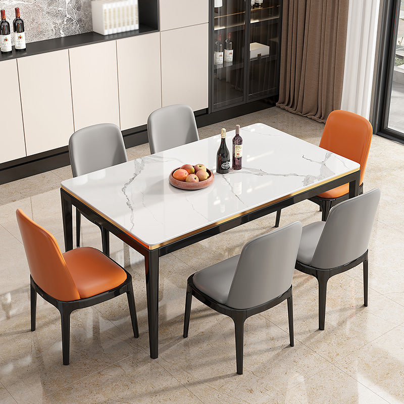 Medieval Modern Sintered Stone Dining Table Rectangle Kitchen Table with 4 Legs
