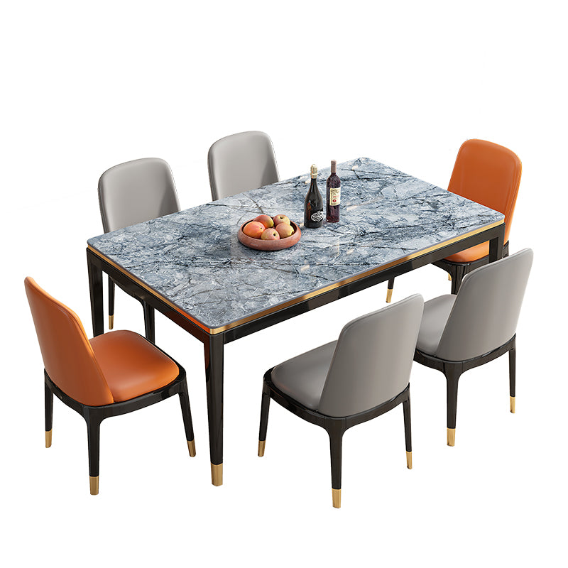 Medieval Modern Sintered Stone Dining Table Rectangle Kitchen Table with 4 Legs
