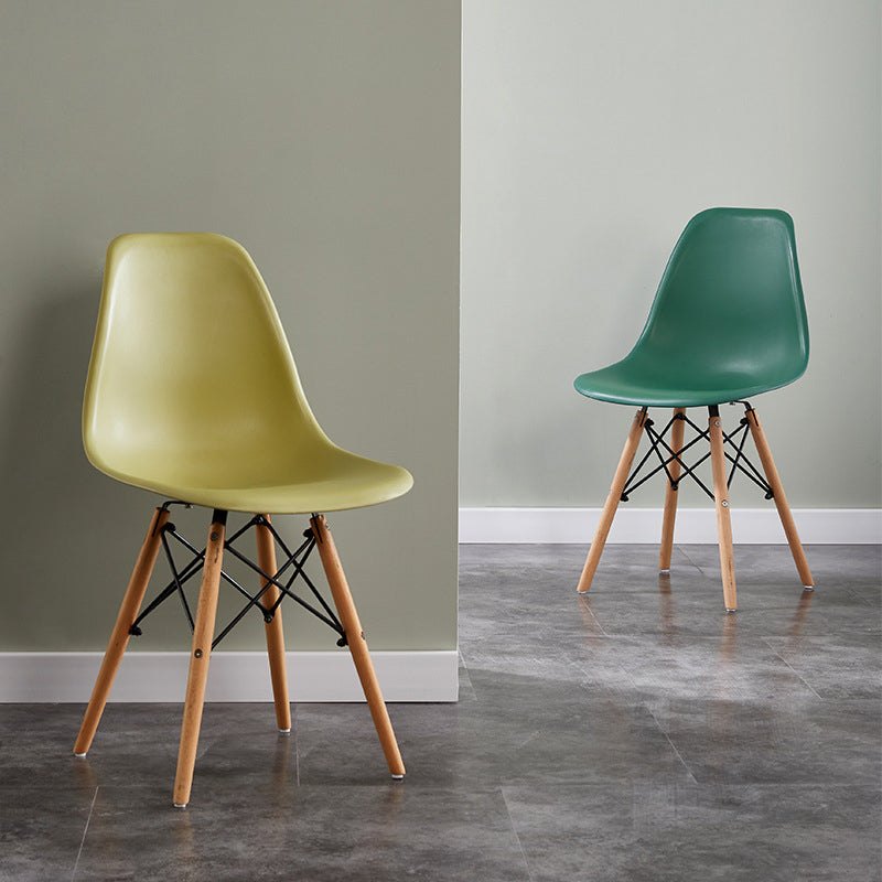 Contemporary Style Dining Chairs Armless Side Chair with Wooden Legs