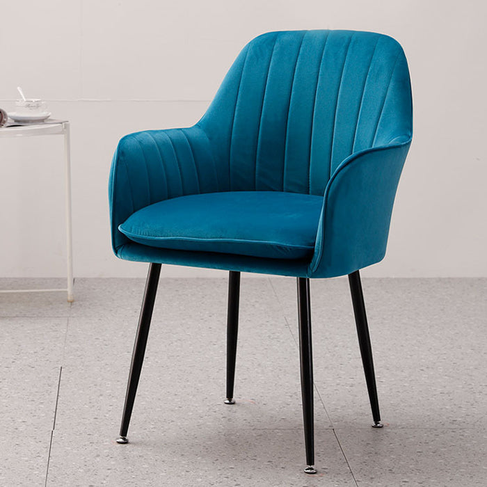 Nordic Glam Style Dining Chair Arm Side Chair with Metal Legs