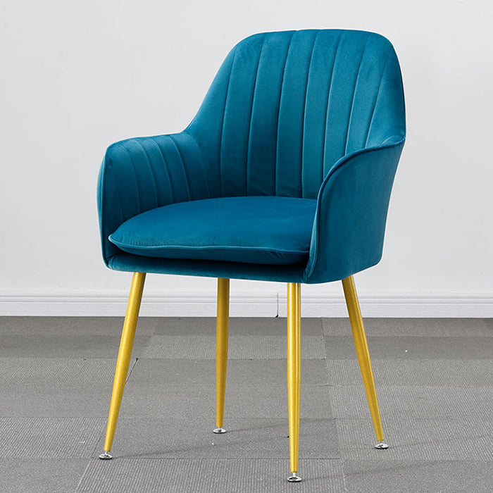 Nordic Glam Style Dining Chair Arm Side Chair with Metal Legs