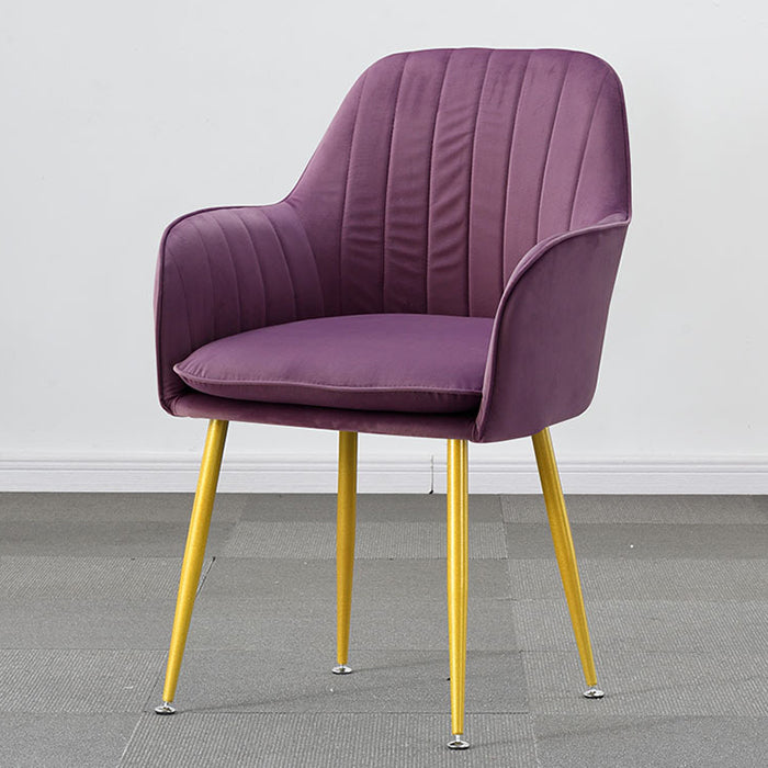 Nordic Glam Style Dining Chair Arm Side Chair with Metal Legs