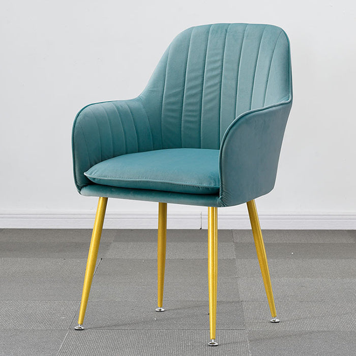 Nordic Glam Style Dining Chair Arm Side Chair with Metal Legs