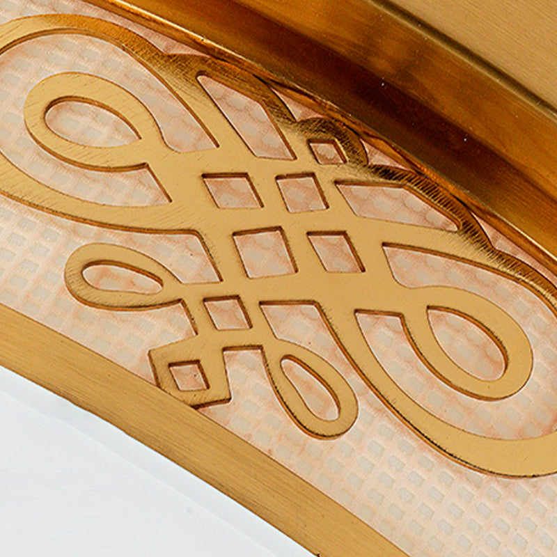 Traditional Drum Flush Ceiling Light 1-Light Bedroom LED Ceiling Lighting with Glass Shade