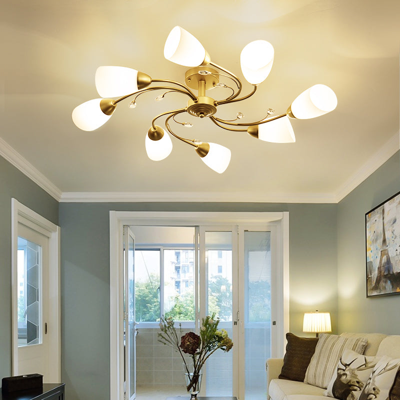 Lámpara tradicional de la semi rascada iluminación de techo de dormitorio múltiple con tono de vidrio de campana