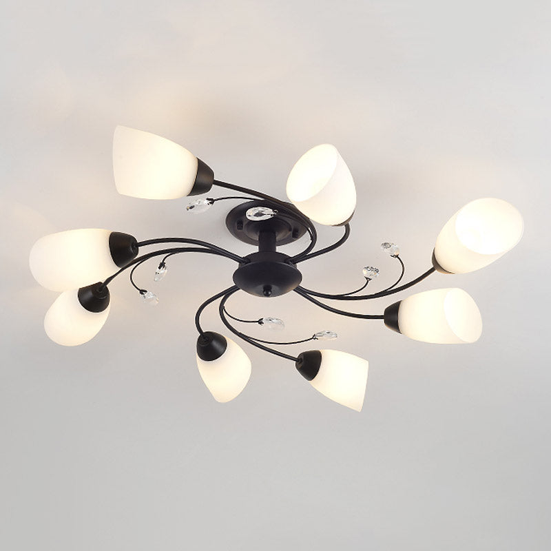 Lámpara tradicional de la semi rascada iluminación de techo de dormitorio múltiple con tono de vidrio de campana