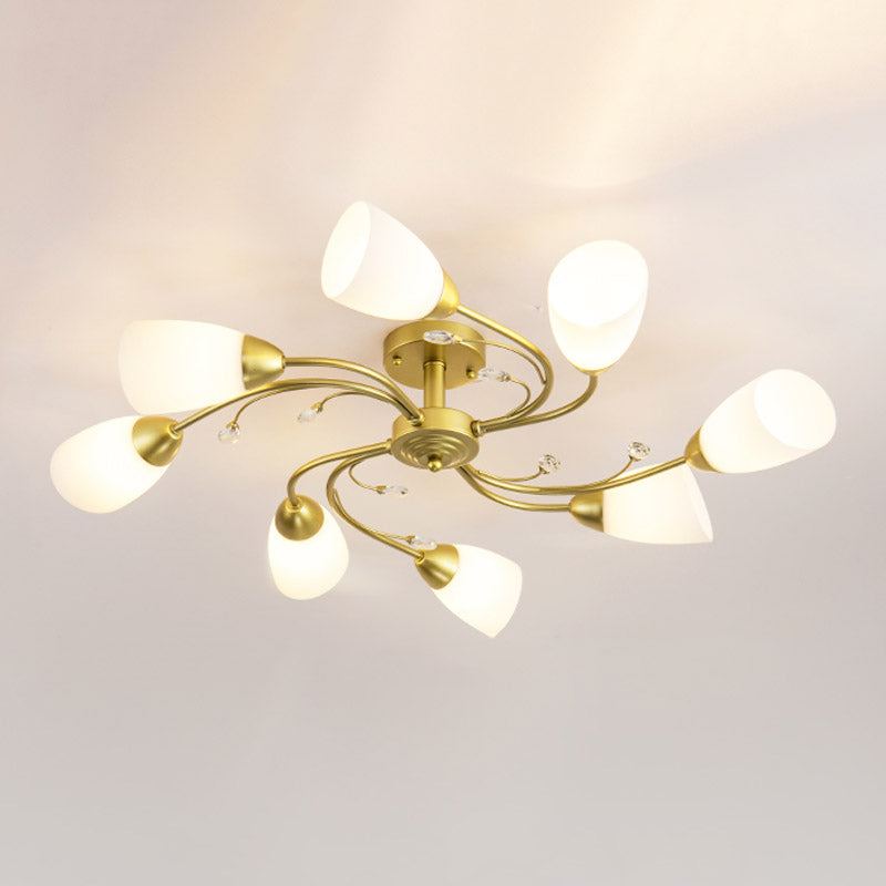 Lámpara tradicional de la semi rascada iluminación de techo de dormitorio múltiple con tono de vidrio de campana