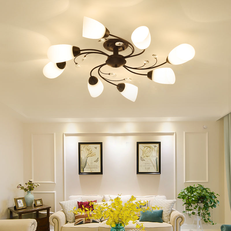 Lámpara tradicional de la semi rascada iluminación de techo de dormitorio múltiple con tono de vidrio de campana