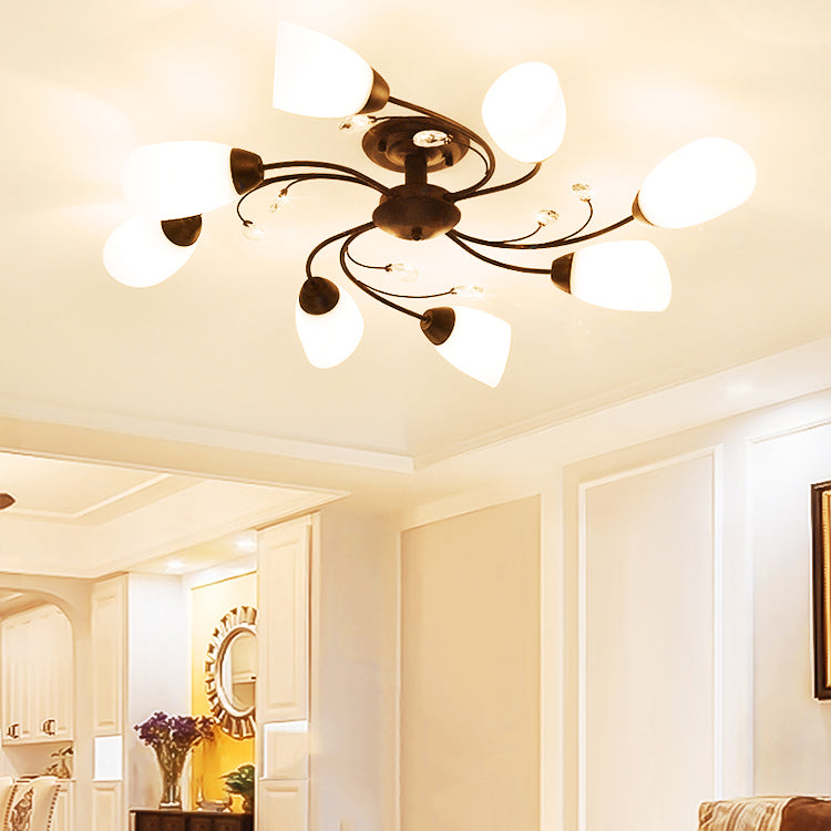 Lámpara tradicional de la semi rascada iluminación de techo de dormitorio múltiple con tono de vidrio de campana