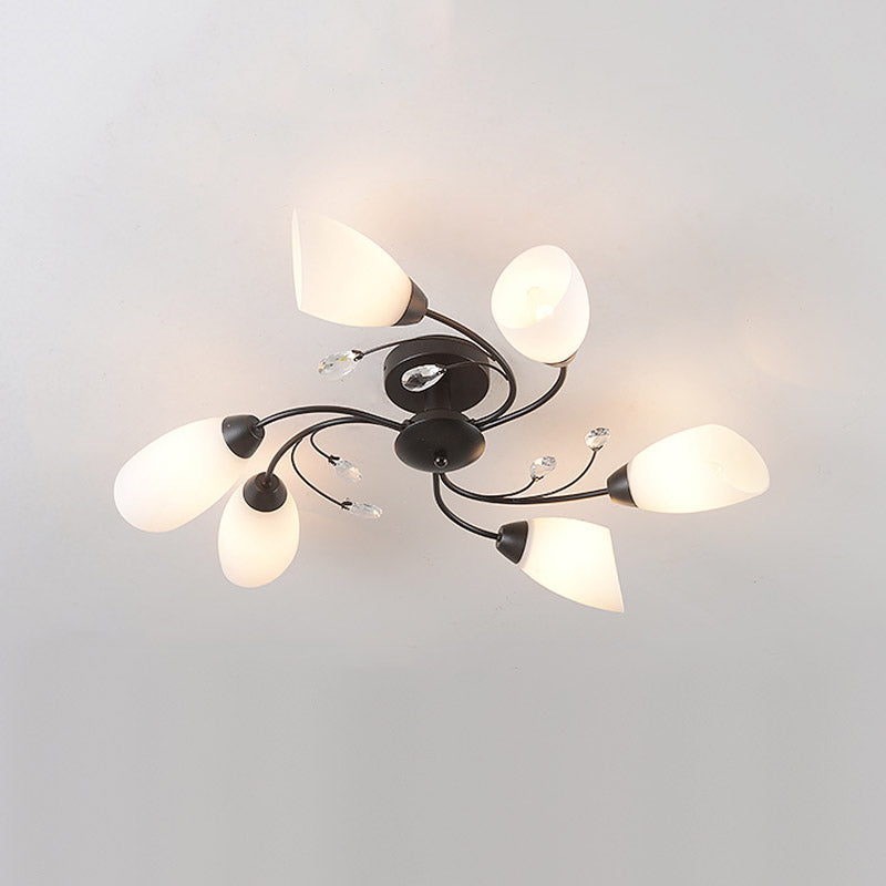 Lámpara tradicional de la semi rascada iluminación de techo de dormitorio múltiple con tono de vidrio de campana