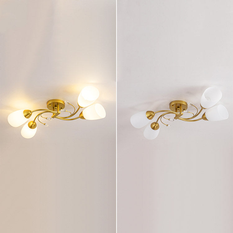 Lámpara tradicional de la semi rascada iluminación de techo de dormitorio múltiple con tono de vidrio de campana