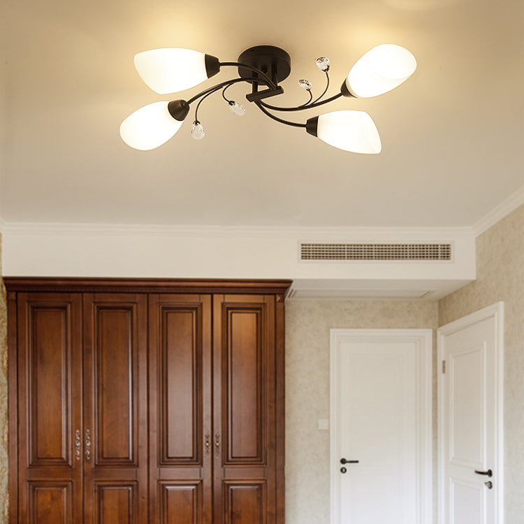 Lámpara tradicional de la semi rascada iluminación de techo de dormitorio múltiple con tono de vidrio de campana