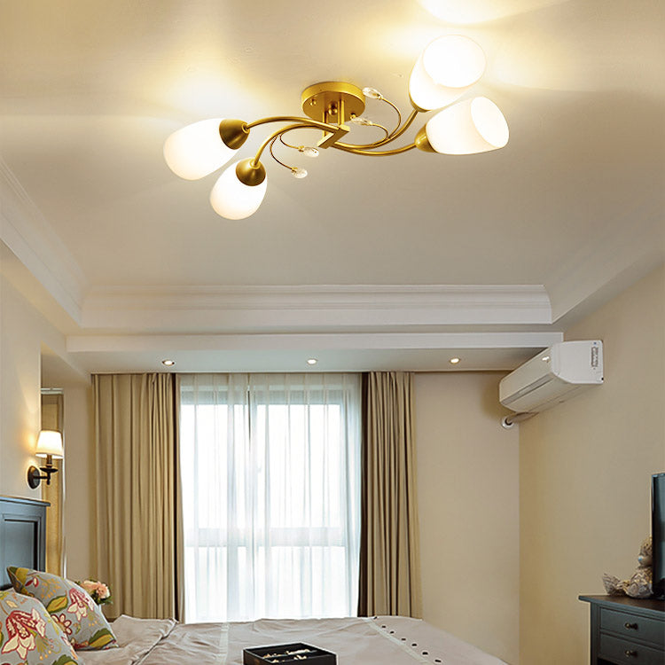 Lámpara tradicional de la semi rascada iluminación de techo de dormitorio múltiple con tono de vidrio de campana