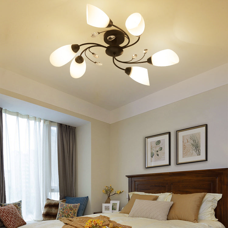 Lámpara tradicional de la semi rascada iluminación de techo de dormitorio múltiple con tono de vidrio de campana