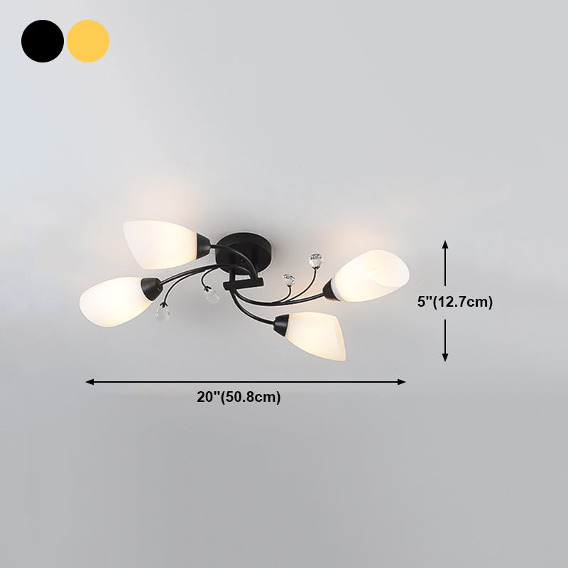 Lámpara tradicional de la semi rascada iluminación de techo de dormitorio múltiple con tono de vidrio de campana