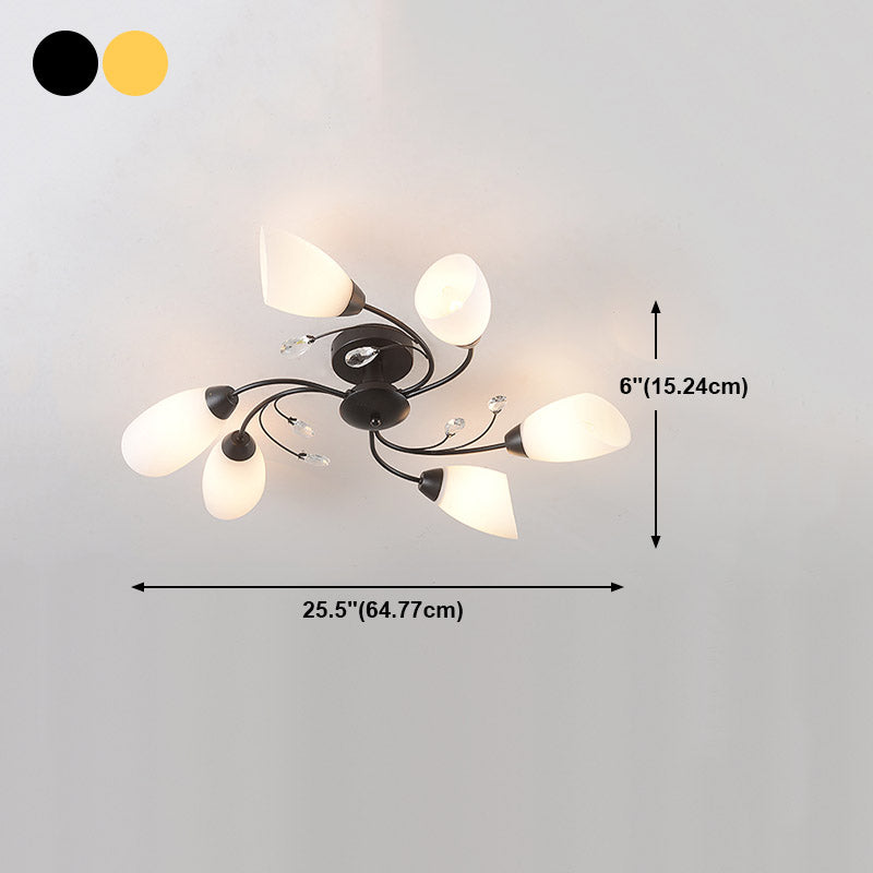 Lámpara tradicional de la semi rascada iluminación de techo de dormitorio múltiple con tono de vidrio de campana