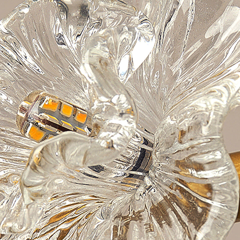 Moderne Metall-Halbblüten-Lampe Mehrköpfe Blumenschlafzimmer Deckenbeleuchtung mit Glasschatten