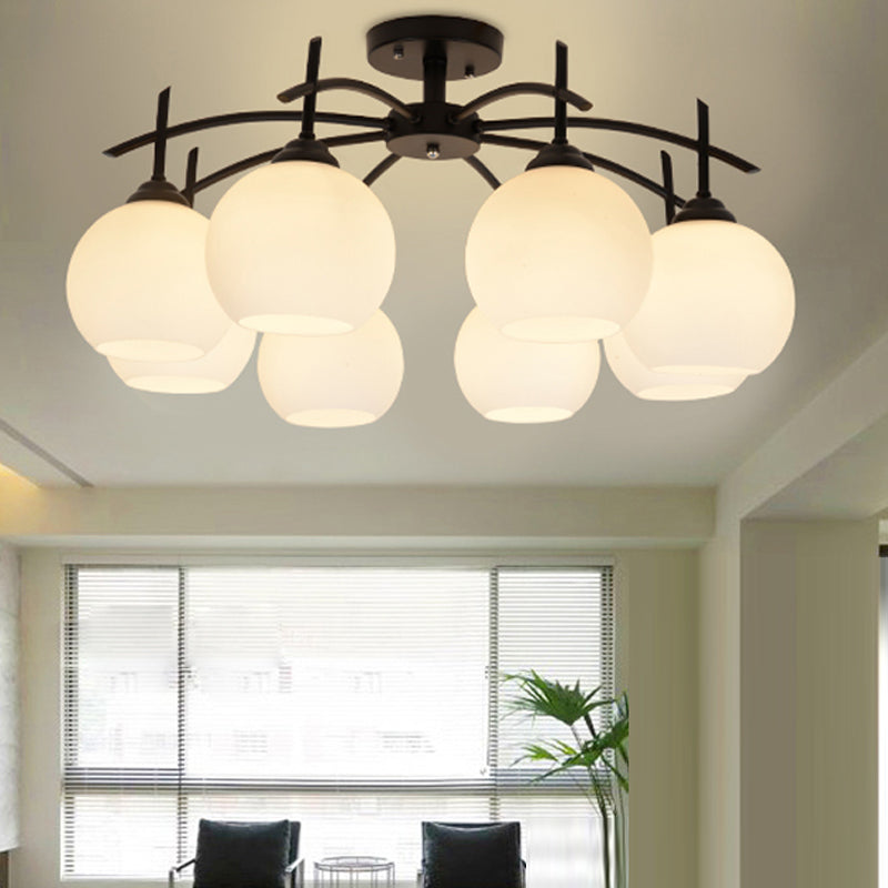 Lámpara de techo múltiple de la lámpara de semi lavado de metal tradicional con sombra de vidrio de globo