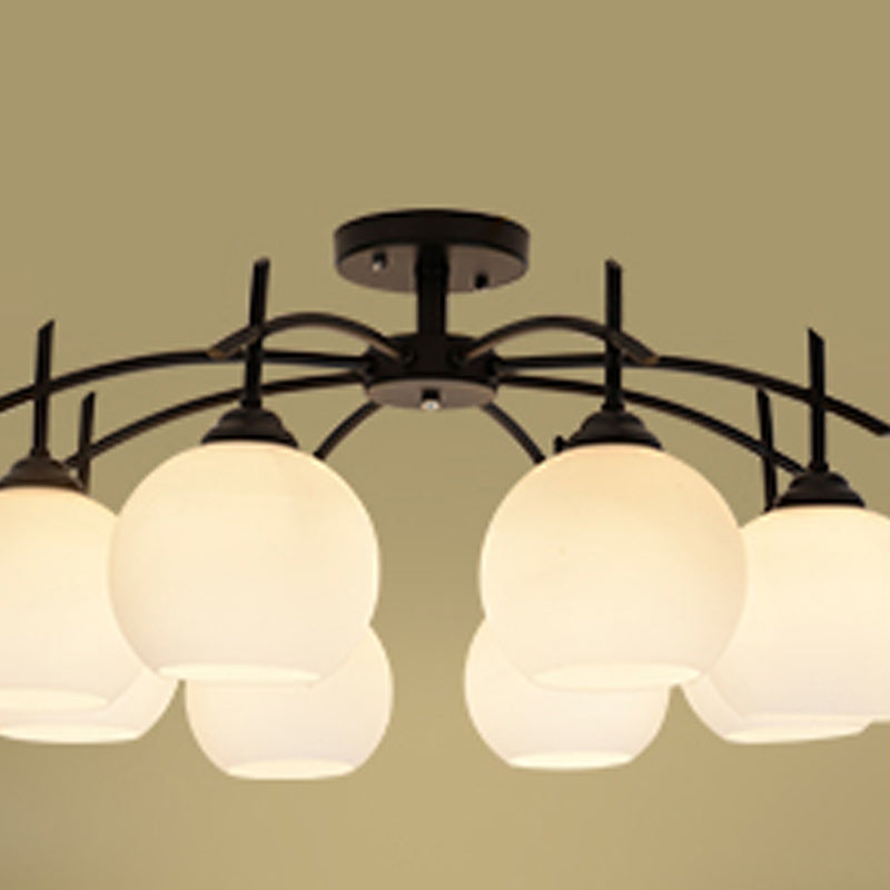 Lámpara de techo múltiple de la lámpara de semi lavado de metal tradicional con sombra de vidrio de globo