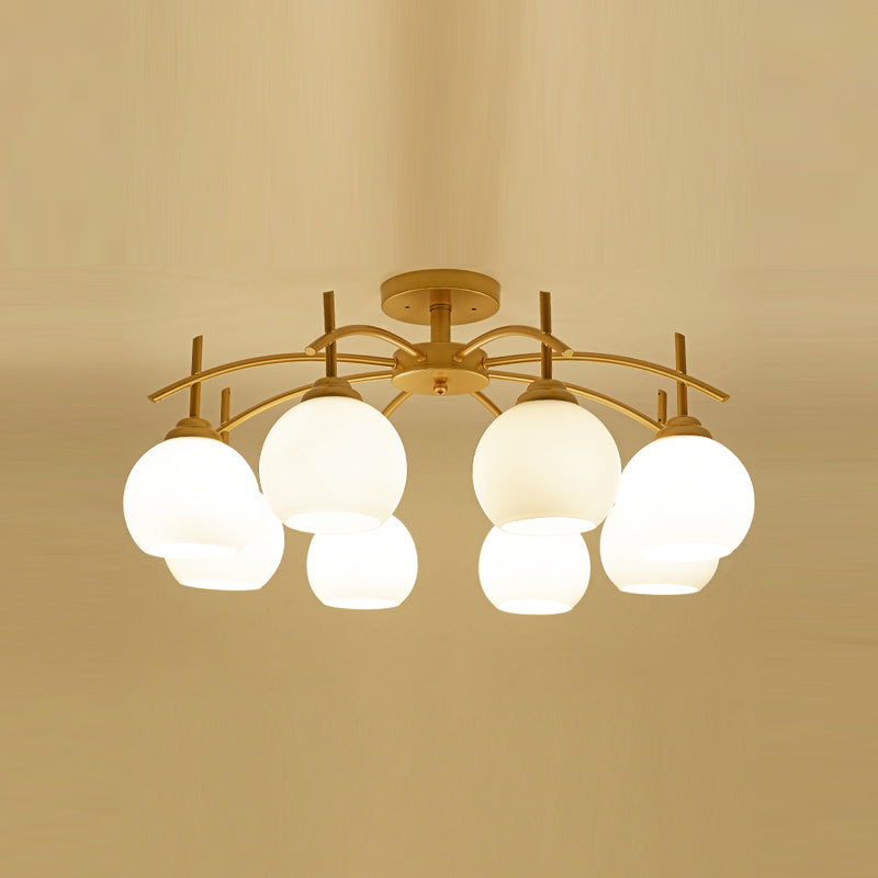 Lámpara de techo múltiple de la lámpara de semi lavado de metal tradicional con sombra de vidrio de globo