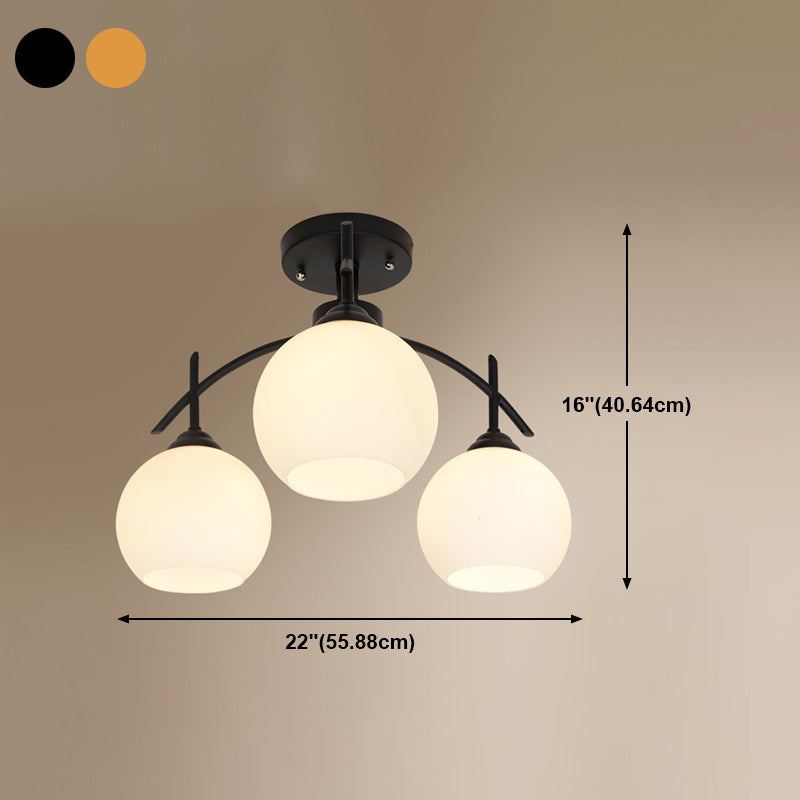 Lámpara de techo múltiple de la lámpara de semi lavado de metal tradicional con sombra de vidrio de globo