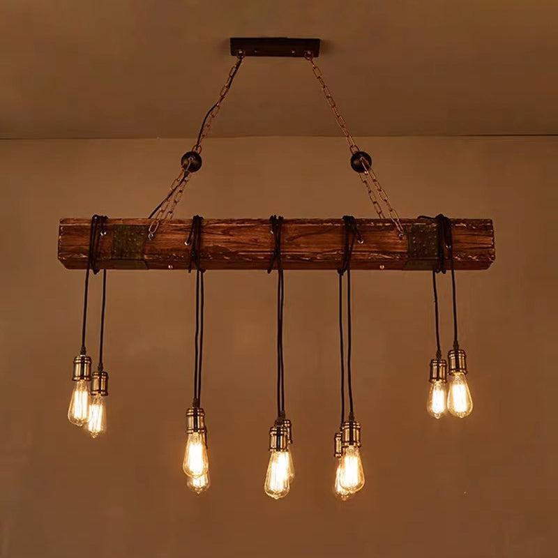 Industrial Style Linear Hanging Pendant Lights Wood Pendant Light Fixtures