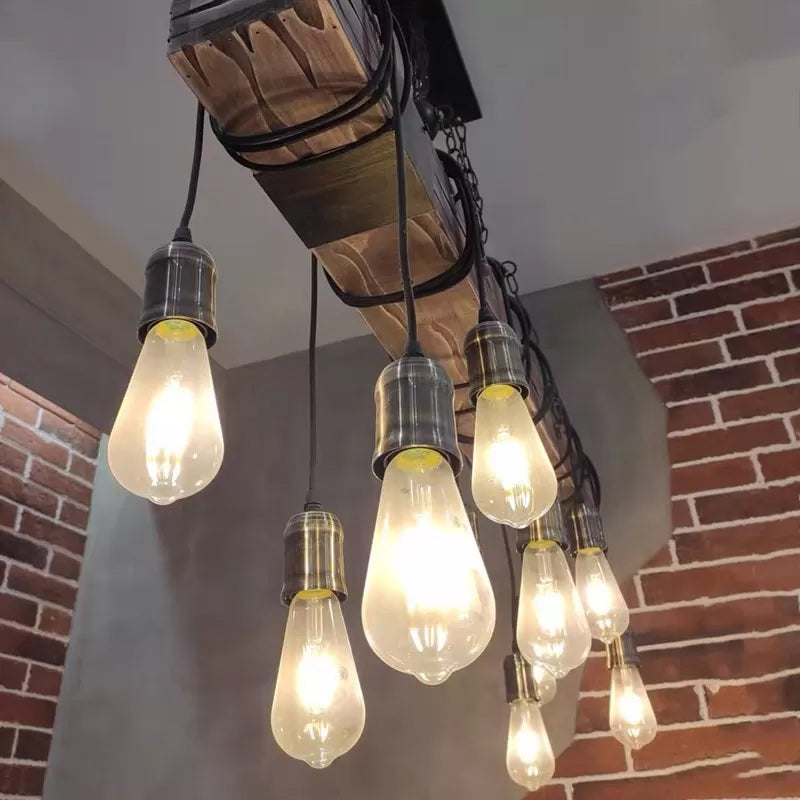 Industrial Style Linear Hanging Pendant Lights Wood Pendant Light Fixtures