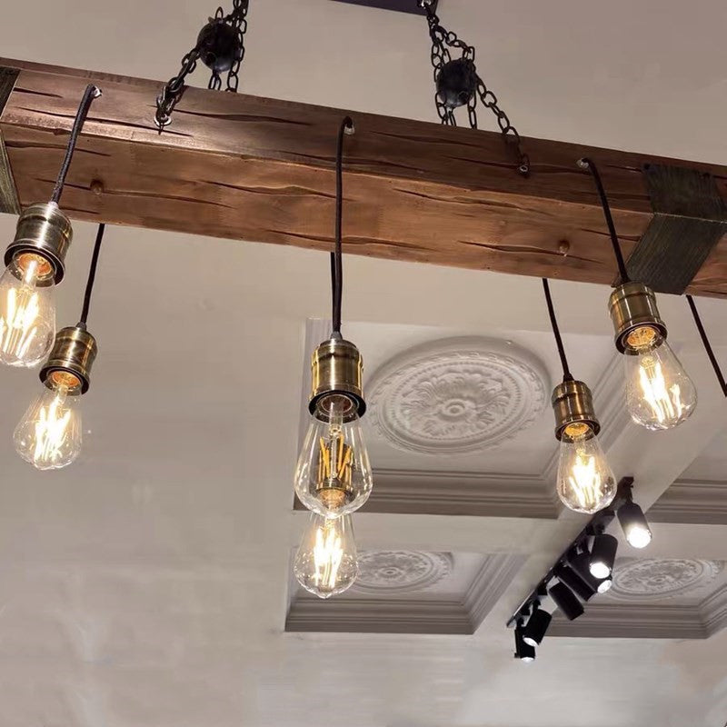 Industrial Style Linear Hanging Pendant Lights Wood Pendant Light Fixtures