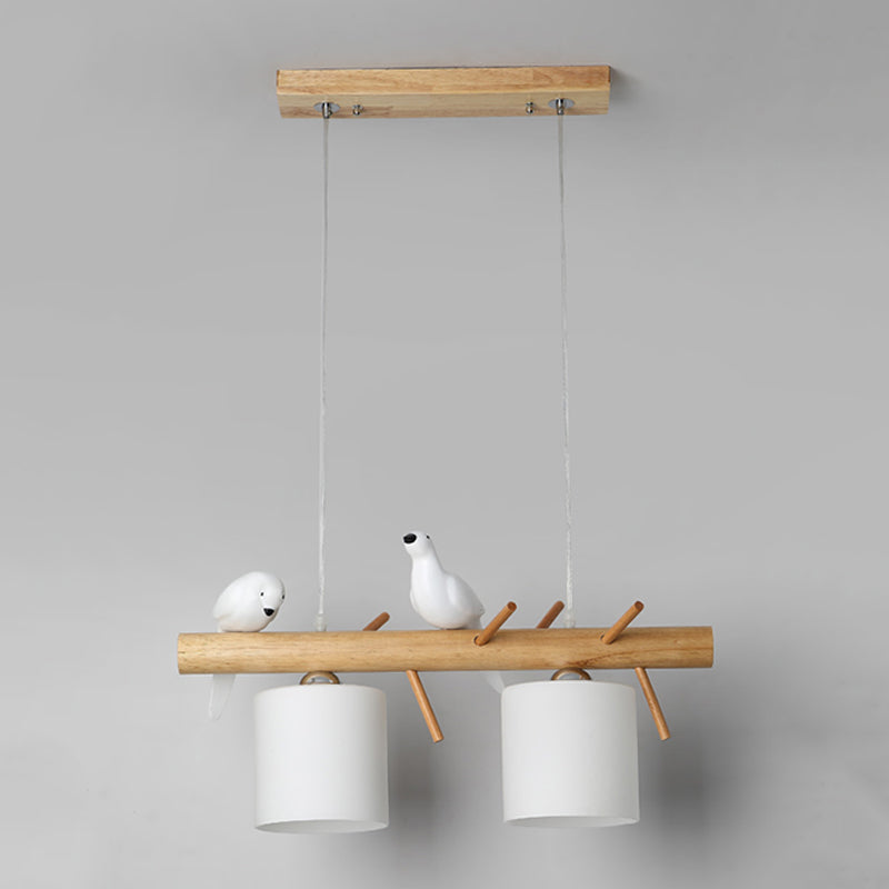 Zeitgenössische Anhängerleuchten Zylinder Hängende Lichter weißes Glas für Kücheninsel