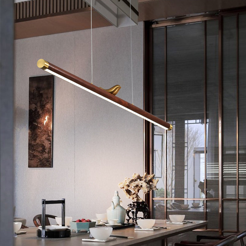 Contemporary Kitchen Pendant Light Linear Ceiling Pendant Light Wood 1 Light