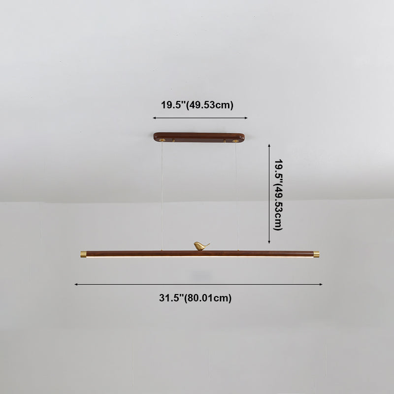 Contemporary Kitchen Pendant Light Linear Ceiling Pendant Light Wood 1 Light