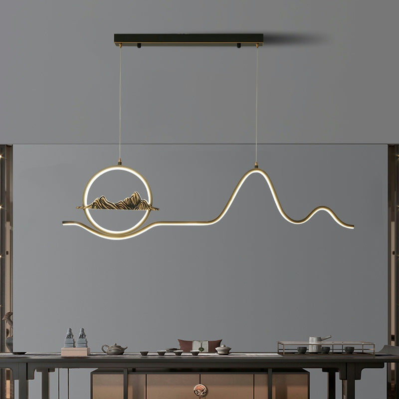 Luci a ciondolo a 2 luci contemporanee Luci a sospensione lineari in metallo per l'isola della cucina