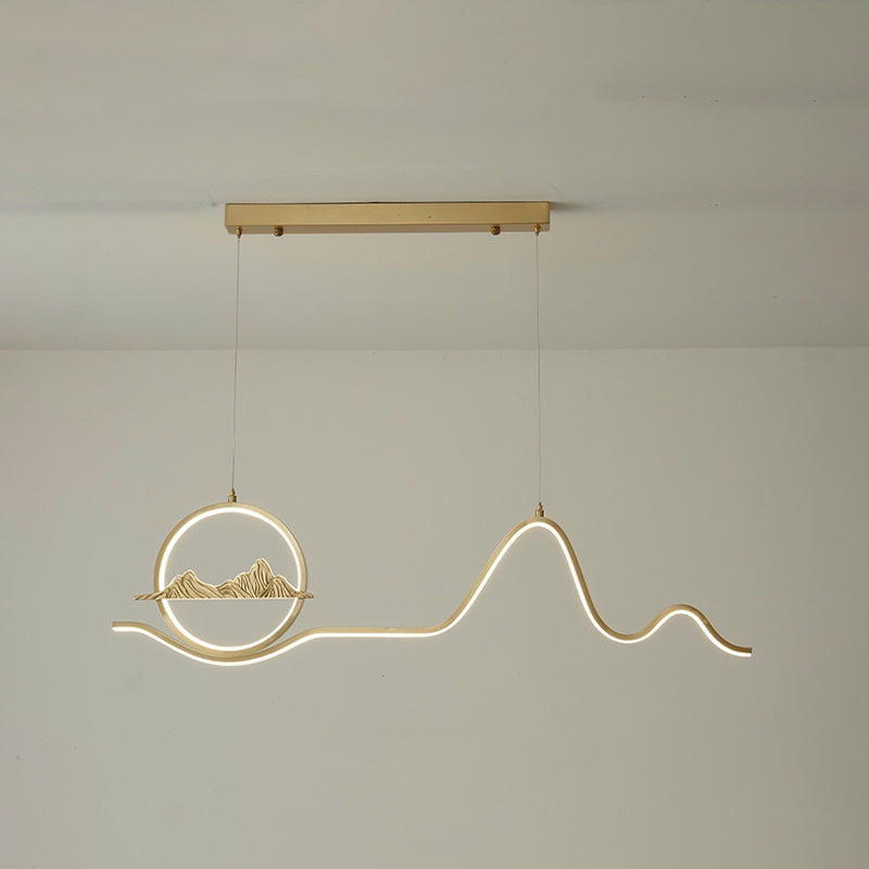 Luci a ciondolo a 2 luci contemporanee Luci a sospensione lineari in metallo per l'isola della cucina