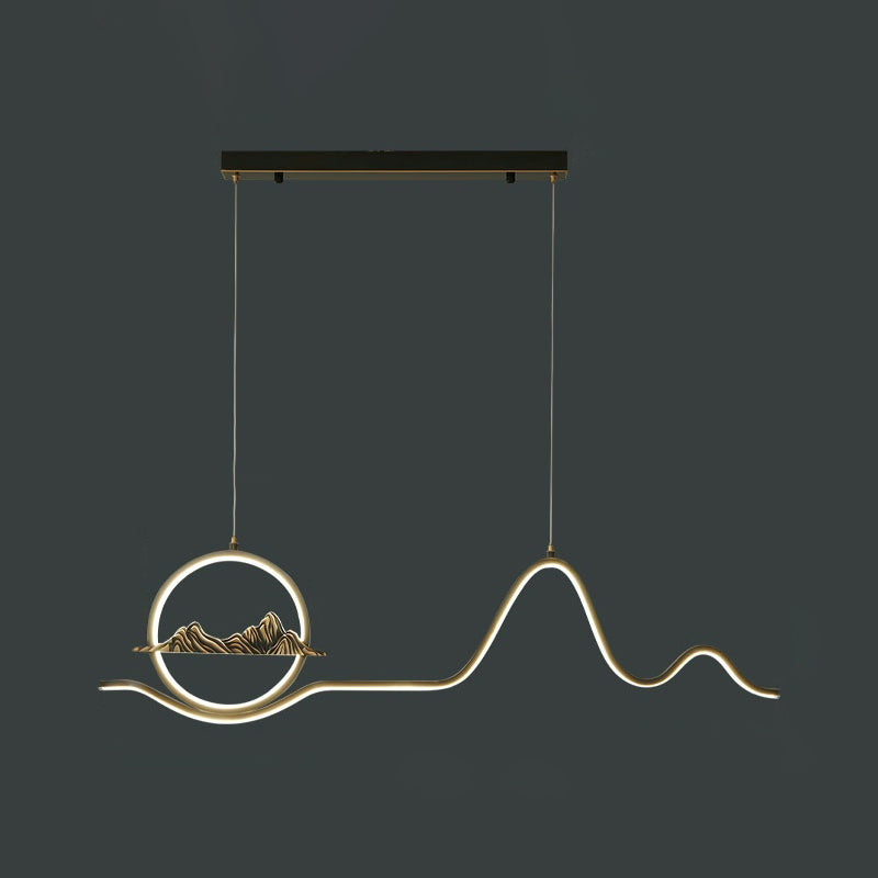 Luci a ciondolo a 2 luci contemporanee Luci a sospensione lineari in metallo per l'isola della cucina