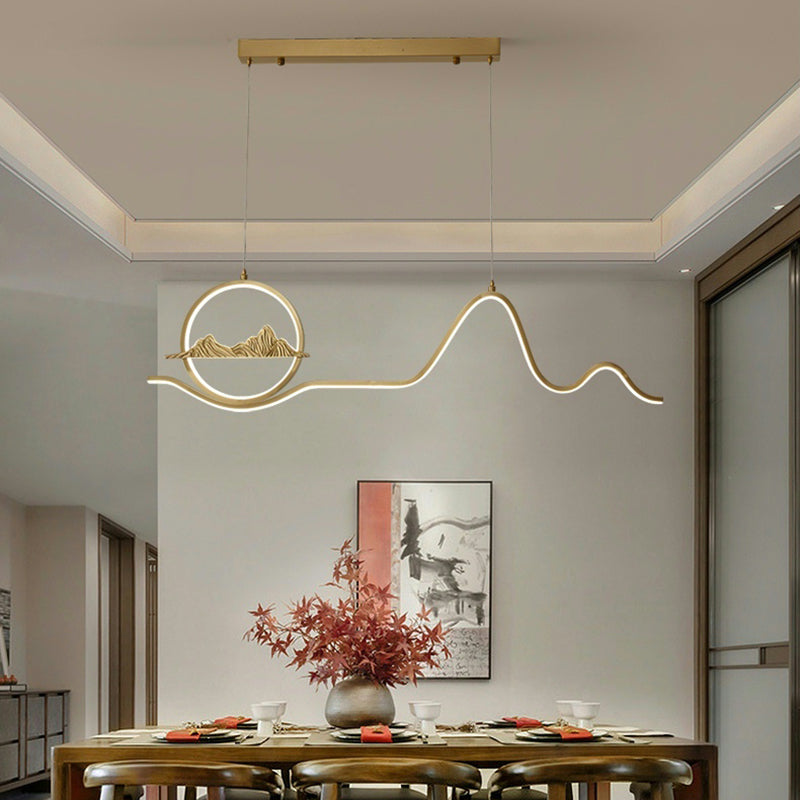 Luci a ciondolo a 2 luci contemporanee Luci a sospensione lineari in metallo per l'isola della cucina