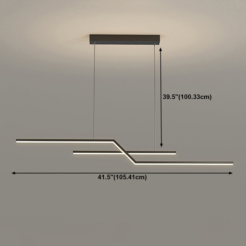Hedendaagse lineair eiland licht metaal 2 lichte eilandverlichtingsarmaturen voor keuken