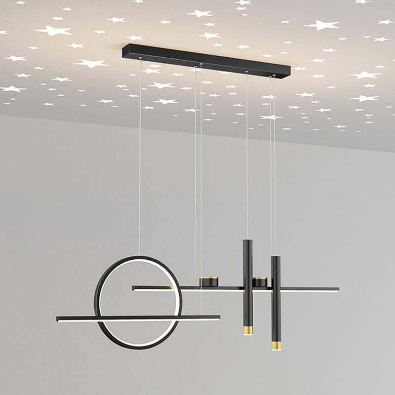 Contemporary Island Light Linear Metal 5 Light Island Chandelier Lights