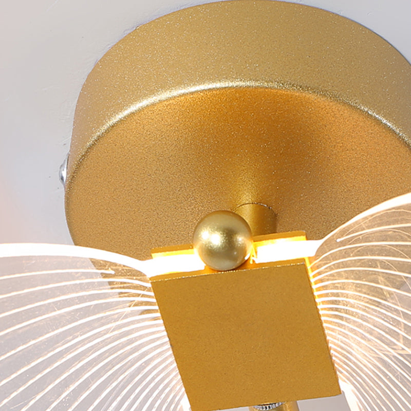 Unique Shade Metal Wall Sconce Modern Style Multi Lights Wall Mount Light Fixture in Gold