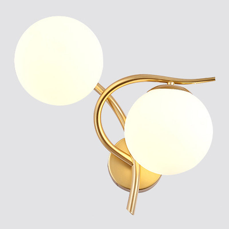Ball Shade Glass Wall Sconce Modern Style 2 Lights Wall Mount Light Fixture