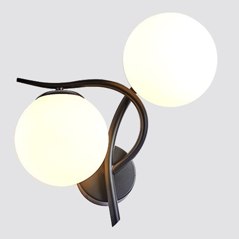 Ball Shade Glass Wall Sconce Modern Style 2 Lights Wall Mount Light Fixture