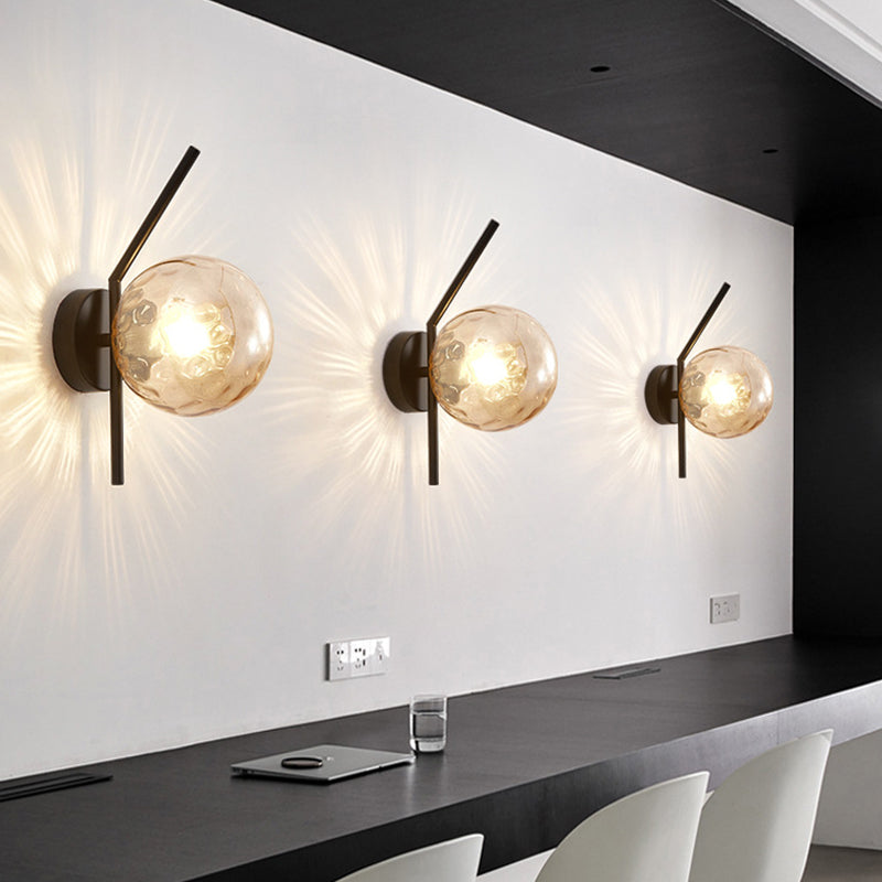 Simple 1-Light Wall Lighting Fixture Glass Spherical Wall Light for Hallway