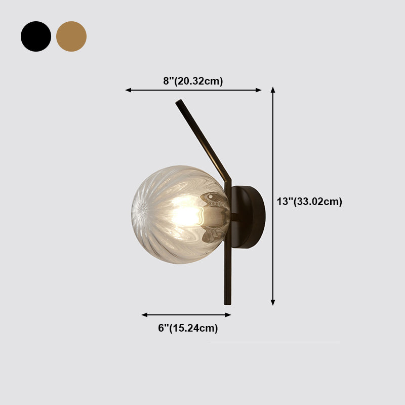 Simple 1-Light Wall Lighting Fixture Glass Spherical Wall Light for Hallway