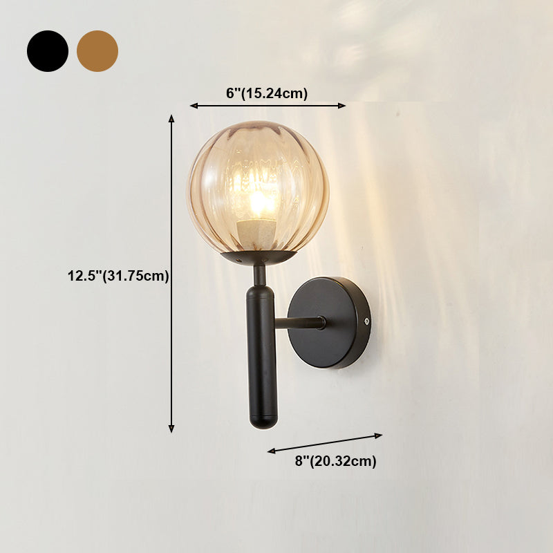 Spherical Glass Wall Lamp Fixture Modern 1 Bulb Hallway Wall Sconce