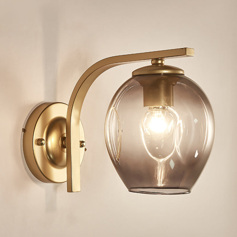 Glass Cup Shaped Sconce Lamp Stylish Modern 1 Head Wall Lighting Fixture