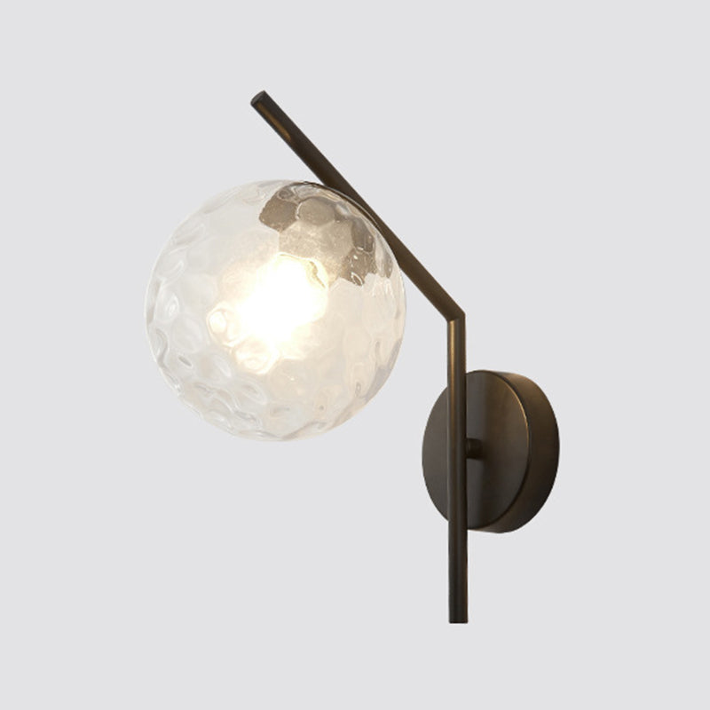 Simplicity 1-Bulb Sconce Light Living Room Glass Ball Wall Light Fixture