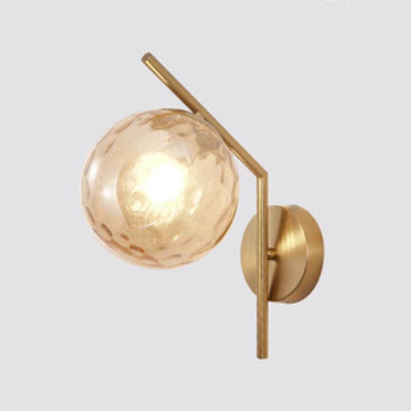 Simplicity 1-Bulb Sconce Light Living Room Glass Ball Wall Light Fixture