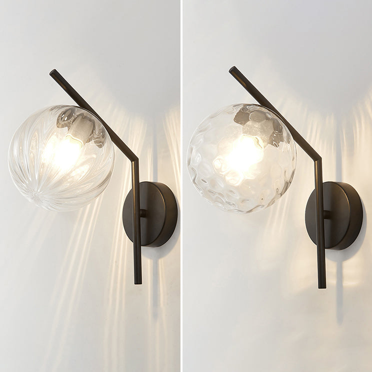 Simplicity 1-Bulb Sconce Light Living Room Glass Ball Wall Light Fixture