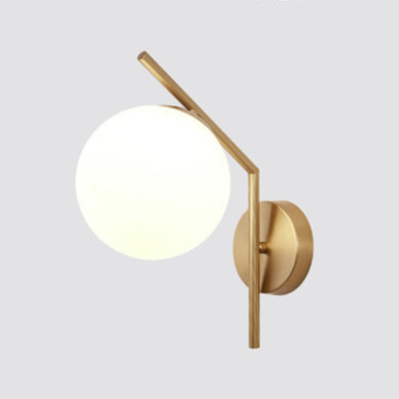 Simplicity 1-Bulb Sconce Light Living Room Glass Ball Wall Light Fixture