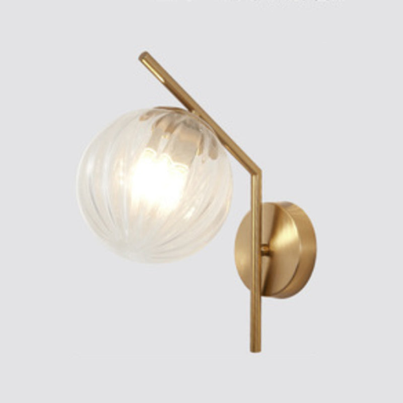 Simplicity 1-Bulb Sconce Light Living Room Glass Ball Wall Light Fixture